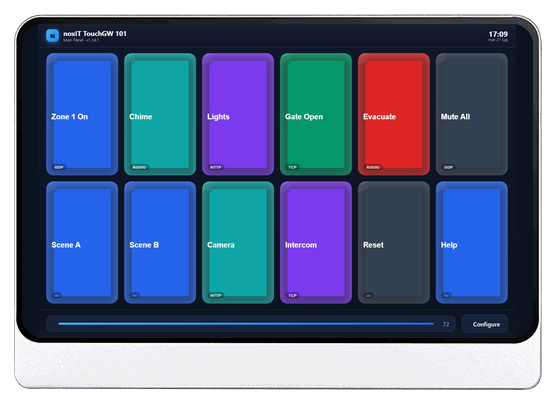 noxIT TouchGW 101 touch panel running the control app